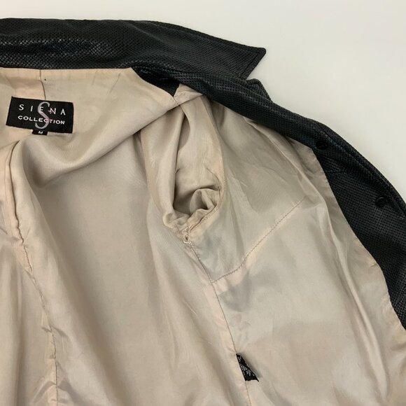 Vintage 90s Siena Collection Black Perforated Leather Jacket Sz M - Picture 15 of 16